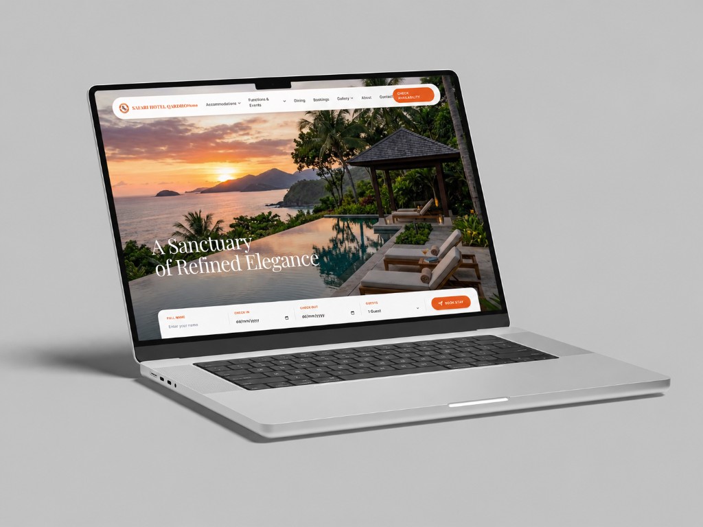 Safari Hotel Qardho website shown on a laptop